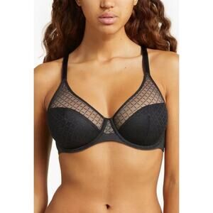 New! $84 Chantelle Norah Chic Underwire Bra - Black 34H B2481